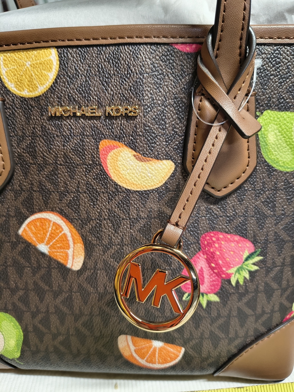 MICHAEL Michael Kors Signature Monogram Brown with Multicolor Fruit Motif Set - Picture 10 of 11